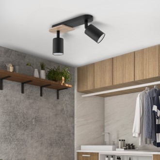 TK Lighting 4674 - Stropné bodové svietidlo Cover wood 2xGU10, čierna/orech
