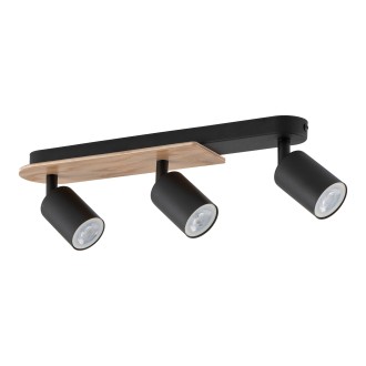 TK Lighting 4675 - Stropné bodové svietidlo Cover wood 3xGU10, čierna/orech