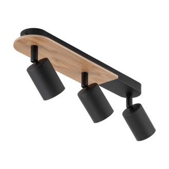 TK Lighting 4675 - Stropné bodové svietidlo Cover wood 3xGU10, čierna/orech