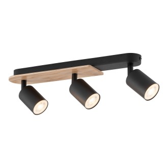 TK Lighting 4675 - Stropné bodové svietidlo Cover wood 3xGU10, čierna/orech