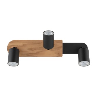 TK Lighting 4675 - Stropné bodové svietidlo Cover wood 3xGU10, čierna/orech