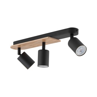 TK Lighting 4675 - Stropné bodové svietidlo Cover wood 3xGU10, čierna/orech