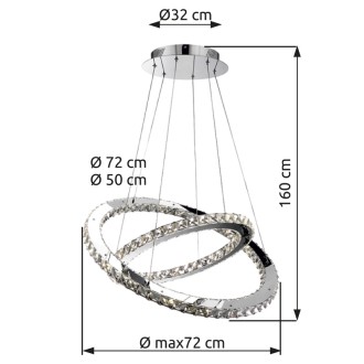 Globo 67032-60 - K9 krištáľový luster Marilyn LED 56W, 4000K, 4400lm, Ø720, chróm/číra
