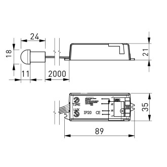 GTV CR-CR18000-00 - PIR senzor CR-18, max. 500 W, 230 V, 360 °, max. 8m, IP20, biela