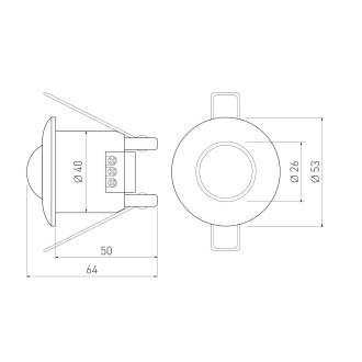 GTV CR-CR5M00-00 - PIR senzor do podhľadu CR-5 MINI max. 800 W, 230 V, 360°, max. 6 m, IP20, biela