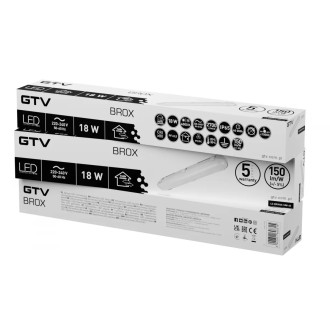GTV LD-BRO060-18W-40 - Priemyselné LED svietidlo BROX 11-18W, 4000K, 2700lm, 150lm/W, IP65, 600mm, biela