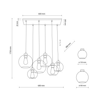 TK Lighting 2833 - Luster Cubus graphite 6xE27, grafit/čierna