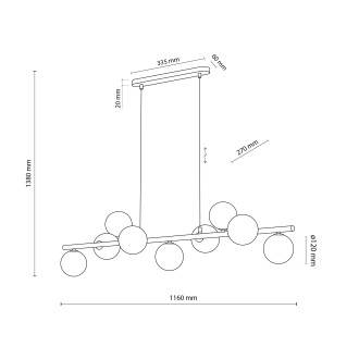 TK Lighting 5667 - Luster Estera 9xG9, čierna