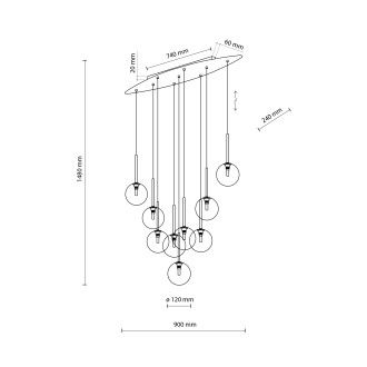 TK Lighting 6148 - Luster Estera 9xG9, čierna/grafit