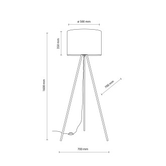 TK Lighting 6635 - Stojacia textilná lampa Umberto 1xE27, Ø700, čierna/zlatá
