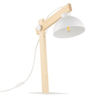 TK Lighting 5347 - Stolová lampička Oslo 1xE27, biela/borovica