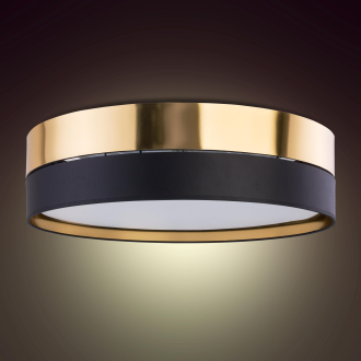TK Lighting 4345 - Stropné svietidlo HILTON GOLD 4xE27, Ø600, čierna/zlatá/textil