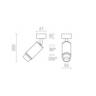Rendl R13779 - Stropné bodové svietidlo Optimus 1xGU10, <10-50°, Ø55, biela