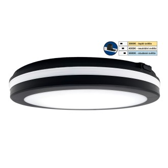 TOP LIGHT Comet 30C CCT - Stropné LED svietidlo Comet 30C CCT 24W, 3000/4000/6500K, 2400lm, IP54, Ø300, čierna