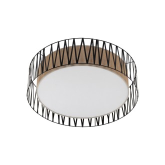 TK Lighting 5940 - Stropné textilné svietidlo Harmony nature 4xE27, Ø500, čierna/prírodné