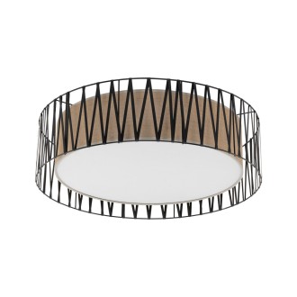 TK Lighting 5940 - Stropné textilné svietidlo Harmony nature 4xE27, Ø500, čierna/prírodné