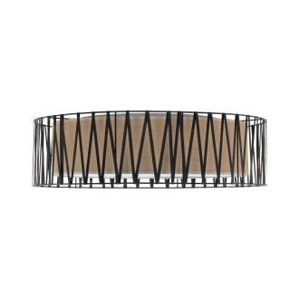 TK Lighting 5940 - Stropné textilné svietidlo Harmony nature 4xE27, Ø500, čierna/prírodné