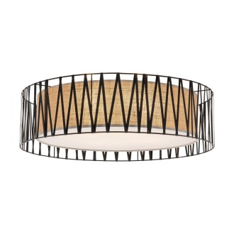 TK Lighting 5940 - Stropné textilné svietidlo Harmony nature 4xE27, Ø500, čierna/prírodné