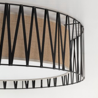 TK Lighting 5940 - Stropné textilné svietidlo Harmony nature 4xE27, Ø500, čierna/prírodné