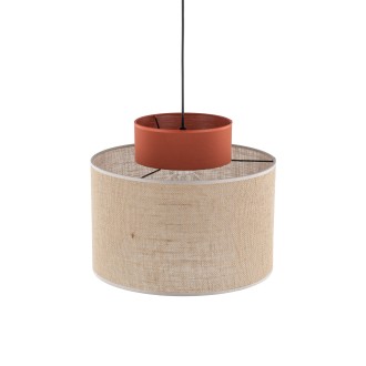 TK Lighting 3139 - Textilný luster Duo 1xE27, Ø380, prírodná/tehlová