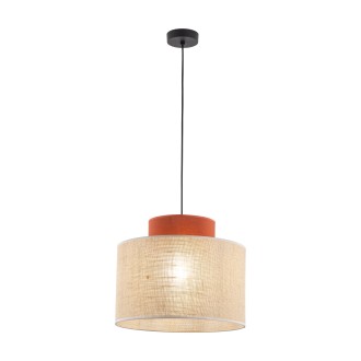 TK Lighting 3139 - Textilný luster Duo 1xE27, Ø380, prírodná/tehlová