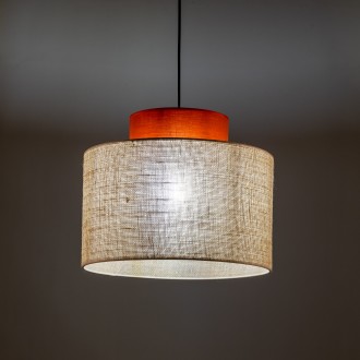 TK Lighting 3139 - Textilný luster Duo 1xE27, Ø380, prírodná/tehlová