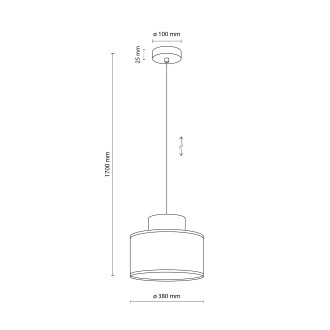 TK Lighting 3139 - Textilný luster Duo 1xE27, Ø380, prírodná/tehlová