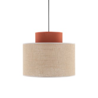 TK Lighting 3139 - Textilný luster Duo 1xE27, Ø380, prírodná/tehlová