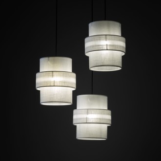 TK Lighting 6018 - Textilný luster Calisto 3xE27, Ø450, biela/čierna