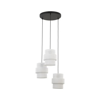 TK Lighting 6018 - Textilný luster Calisto 3xE27, Ø450, biela/čierna