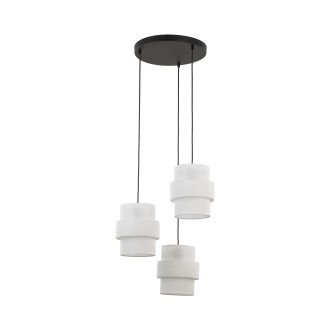 TK Lighting 6018 - Textilný luster Calisto 3xE27, Ø450, biela/čierna