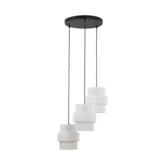 TK Lighting 6018 - Textilný luster Calisto 3xE27, Ø450, biela/čierna